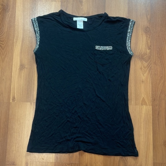 Design History Neiman Marcus Black muscle tee with beading details size XS - Picture 1 of 5